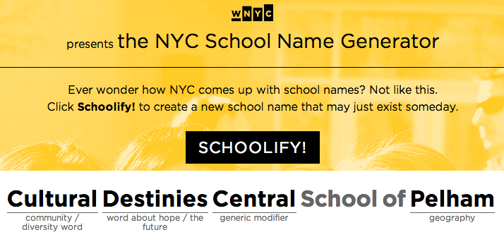 WNYC School Name Generator WNYC